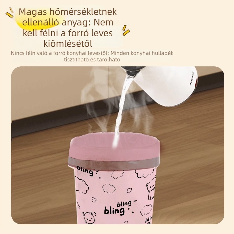 Új háztartási húzózsinóros szemeteszsák, nyomtatott műanyag zacskó konyhához és fürdőszobához, modell F