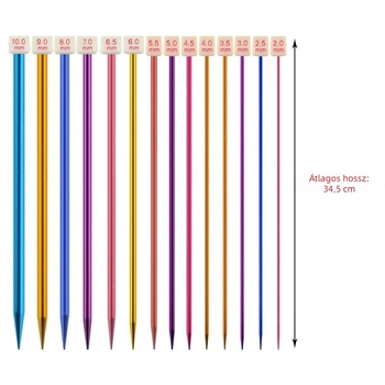 Színes alumínium-oxid kötőtű dugóvéggel, 35 cm, gyöngyös, egyhegyes, egyenes tű sálhoz és pulóverhez, DIY