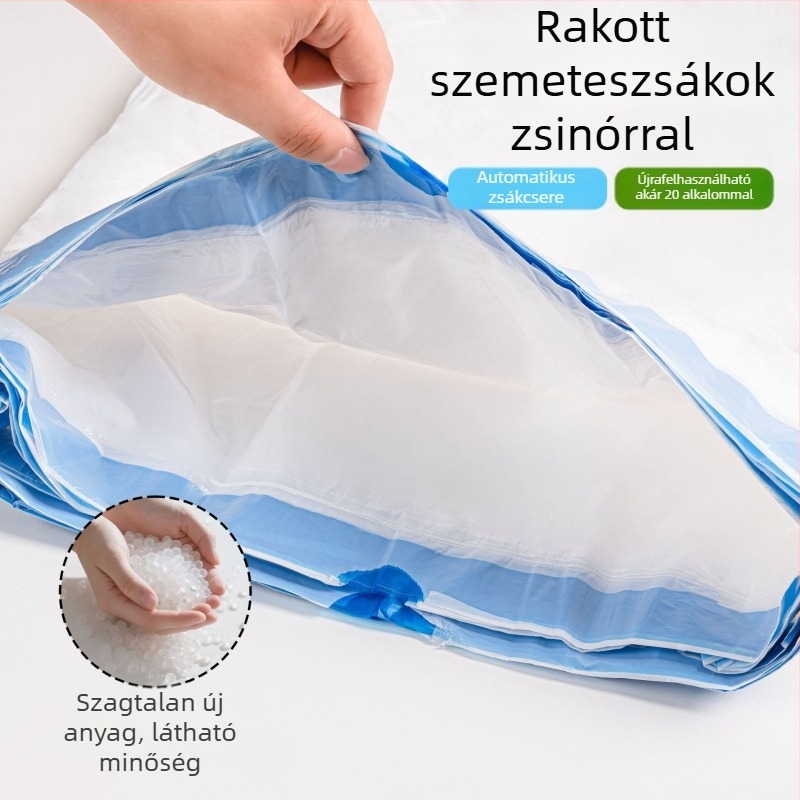 20 rétegű szemeteszsák húzózSinórral, vastag HDPE, nagy méret, kollégiumi és konyhai használatra
