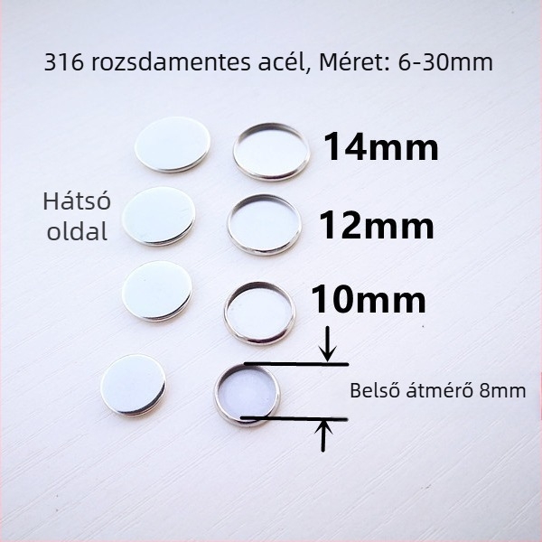316 rozsdamentes acél belső kör 6–30 mm köves lemez kiegészítők