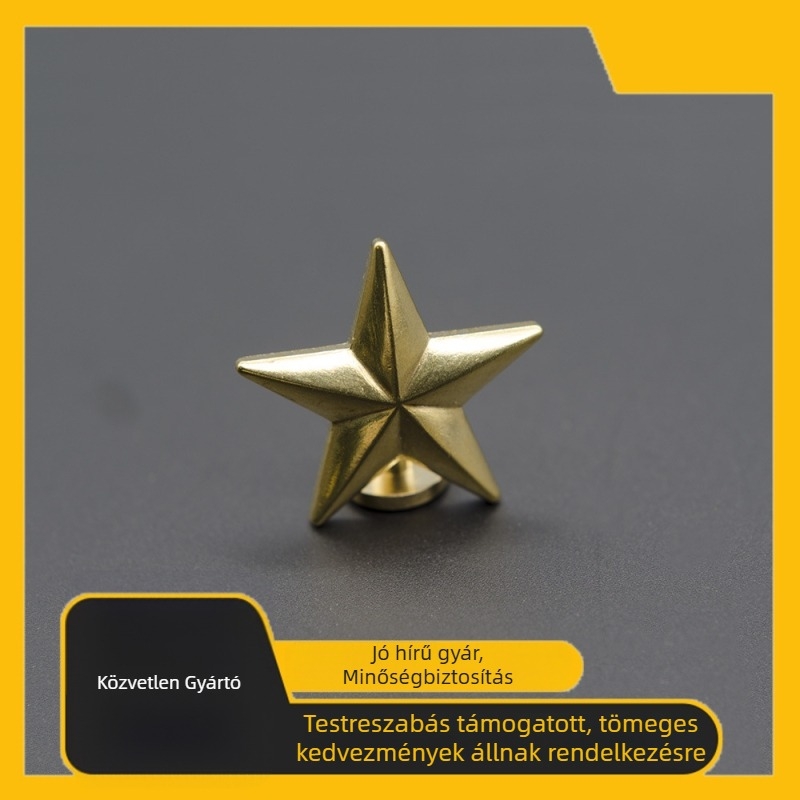 Sárgaréz háromdimenziós ötfokú csillag díszcsat – DIY kiegészítő