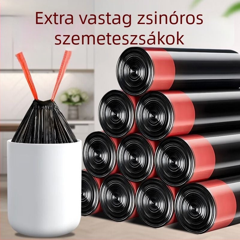 Nagy méretű, vastagított húzós szemeteszsák konyhai használatra