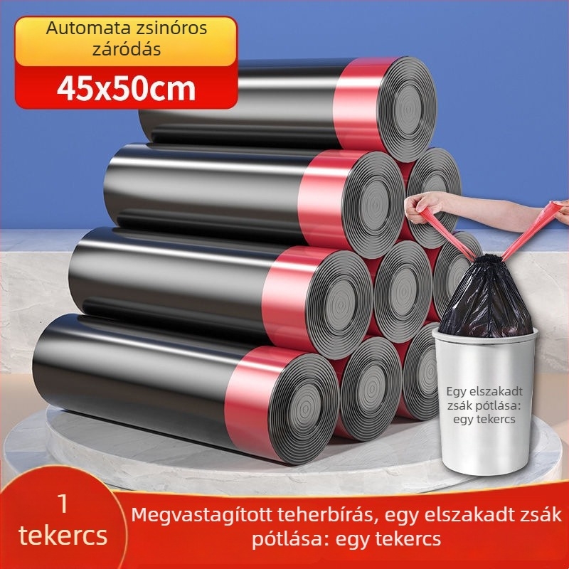 Nagy méretű, vastagított húzós szemeteszsák konyhai használatra