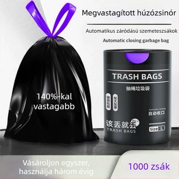 Extra vastag kötözős szemeteszsák – hordozható háztartási használatra, konyha és fürdőszoba, egyszer használatos műanyag zacskó