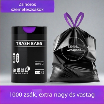Extra vastag kötözős szemeteszsák – hordozható háztartási használatra, konyha és fürdőszoba, egyszer használatos műanyag zacskó