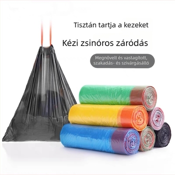 Vastagított konyhai szemeteszsákok, nagy fekete műanyag zacskók húzózárral, tartós tároláshoz