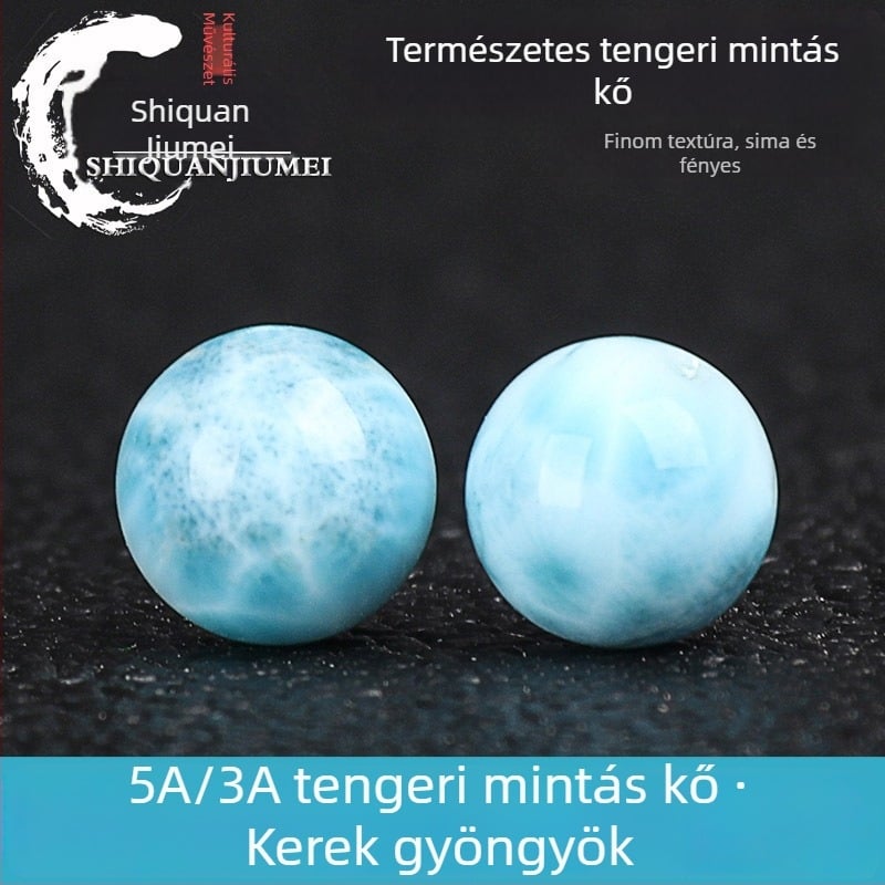 Larimar gömbölyű gyöngyök karkötőhöz, laza gyöngyök karkötő készítéséhez, félkész ékszer alkatrészek
