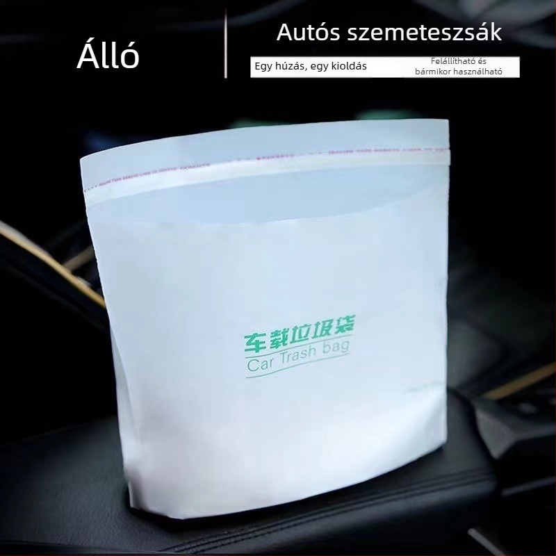 Önálló autóba való szemeteszsák ragasztóval, egyszer használatos, vastagított, nagy kapacitású