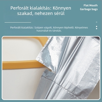 Vastagított, egyszer használatos műanyag szemeteszsákok sík szájjal és perforált nyílással, konyha, otthon és fürdőszoba számára