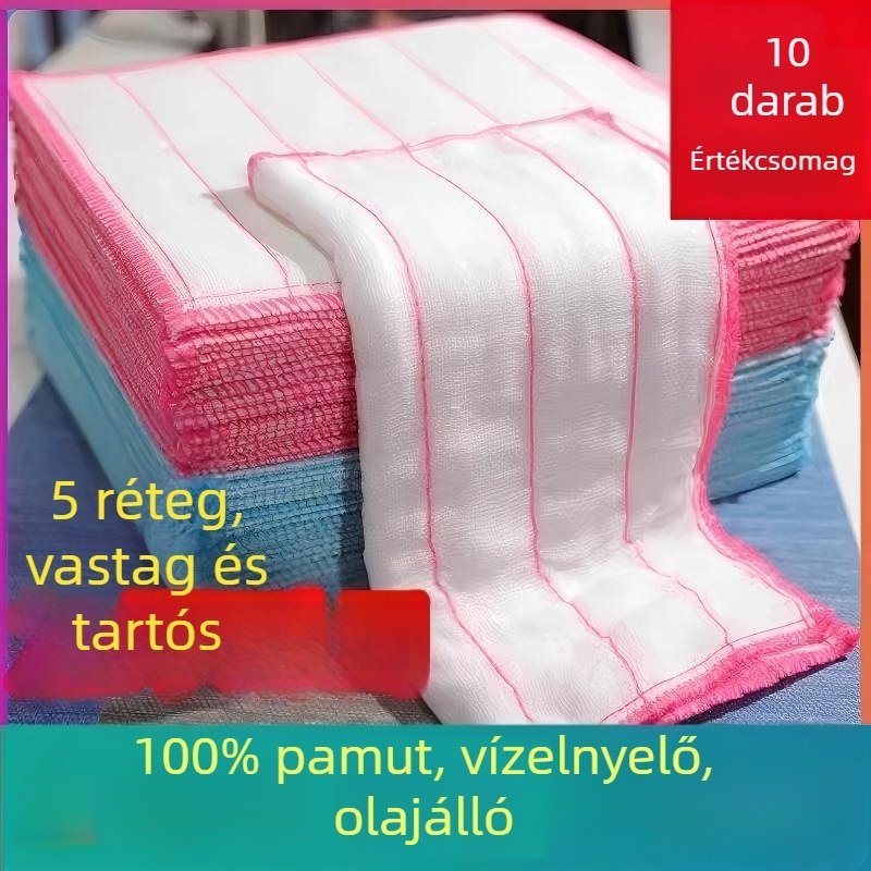 10 db pamut géz rongy konyhai, nedvszívó, vastagabb, szöszmentes, mosogatáshoz