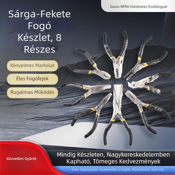Sárga-fekete 8 részes mini fogó készlet ékszerekhez, többfunkciós DIY szerszám, 4,5 hüvelyk