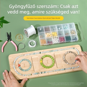 Gyöngyfűző tároló készlettel — kezdő készlet, DIY karkötő tervezőlemez és gyöngyöző készlet, ló éve motívummal