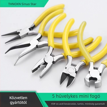 5 hüvelykes mini fogó kerek és hegyes orral, 45-ös acélból, ékszerkészítéshez DIY