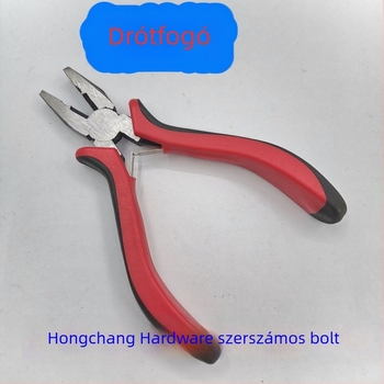 Mini fogók hobbyhoz, 4,5 hüvelyk hosszú, piros-fekete markolat, hosszú hegyű fogó, ferde szájú fogó, huzalfogó ékszerkészítéshez