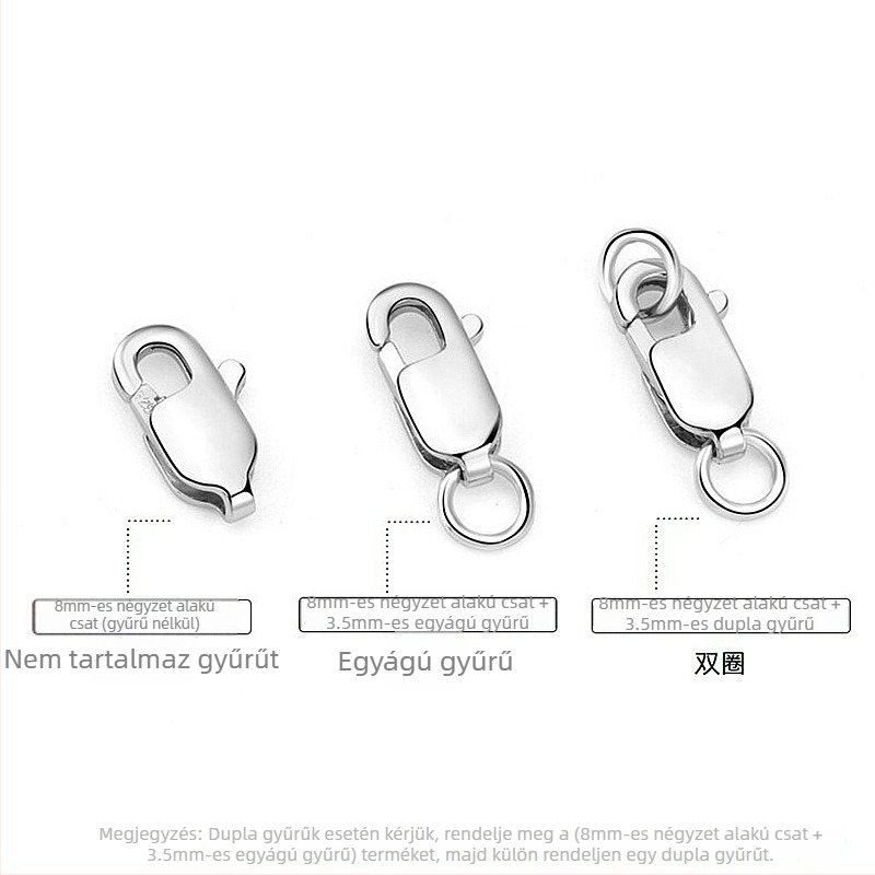S925 sterling ezüst – négyszögletes homárkapocs DIY nyaklánc és karkötőhöz, rugós zár, ezüst ékszer kiegészítők
