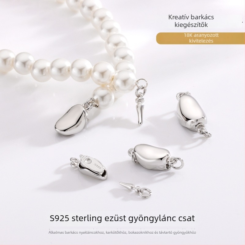 S925 Sterling ezüst ingot kapocs gyöngy nyaklánchoz és karkötőhöz – DIY ékszerkészítéshez
