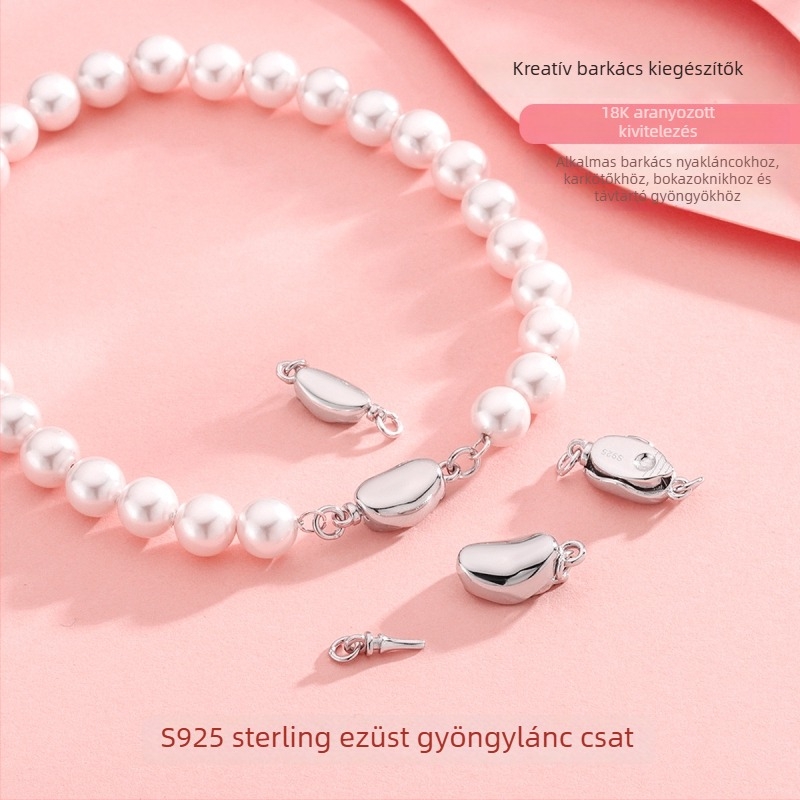 S925 Sterling ezüst ingot kapocs gyöngy nyaklánchoz és karkötőhöz – DIY ékszerkészítéshez