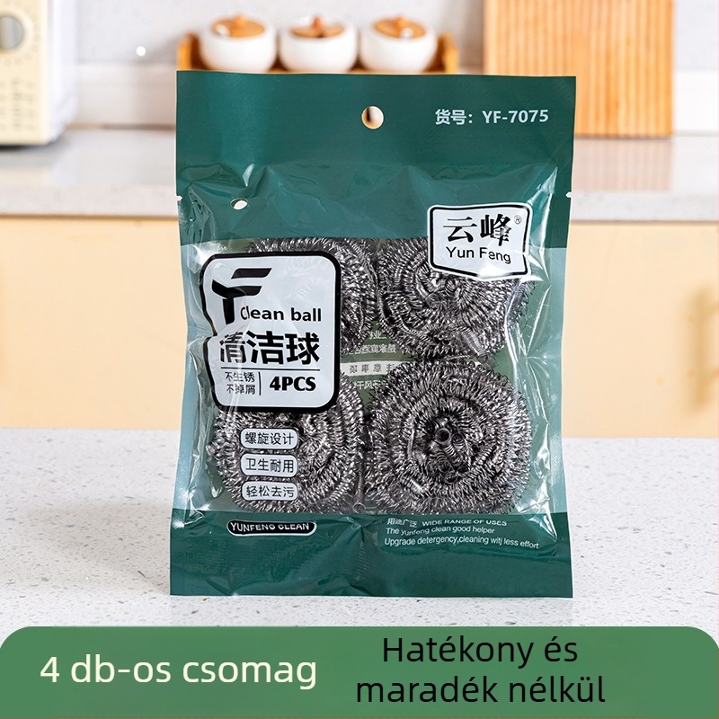 Rozsdamentes acél tisztító labda, nem hullik szálat, kézbarát, otthoni tisztításhoz és edények mosásához, nem karcolja meg az edényeket.