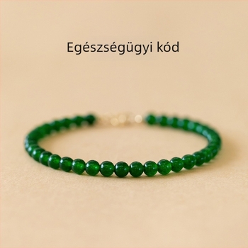 Természetes zöld chalcedon karkötő nőknek, 2–4 mm vékony, vintage stílusú gömbölyű gyöngyök, kínai stílusú, nyári ékszer