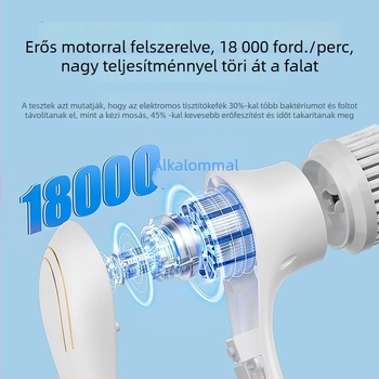 Ötfejű elektromos tisztító kefe, hosszú nyél, kézi használatra a konyhában, USB-s újratölthető