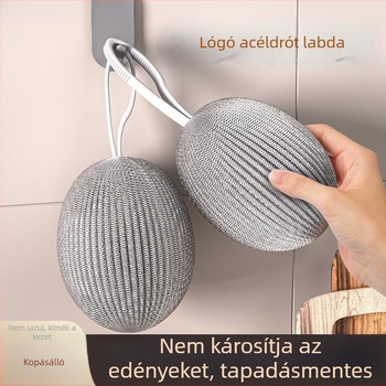 Új Nagy Rozsdamentes Acél Drótgolyó Horgos Zsinórral – Konyhai Tisztító Gömb Poharakhoz és Edényekhez