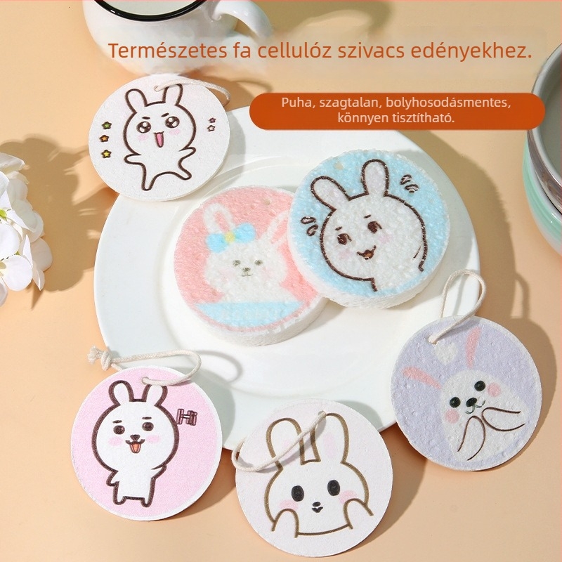 Természetes fa cellulózból és pamutból készült mosogatószivacs – konyhai tisztítóeszköz edényekhez