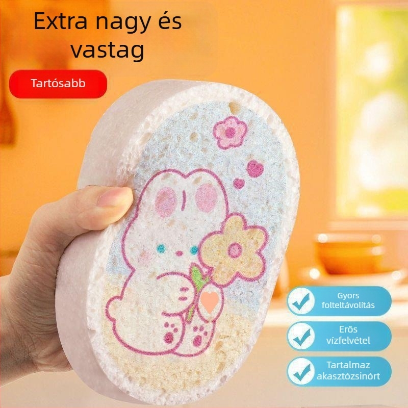 Nagy méretű fa cellulózból készült szivacs mosogatáshoz, zsírtalan, összenyomható nedvszívó anyag, amely nedvesedéskor megnő