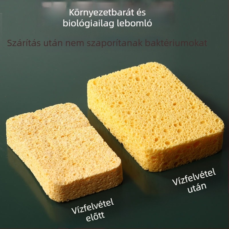 Mosogatószivacs-blokk fa cellulózból és pamutból — mágikus súroló edényekhez és a konyhához, nedvszívó tisztító párna
