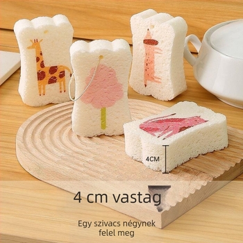 4 cm vastag edénymosó szivacs fa-cellulóz és pamut alapanyagból, konyhai dörzsölő pad, nedvszívó és olajtaszító