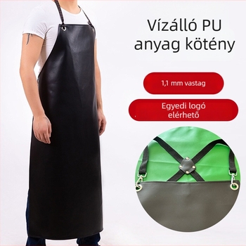 Logónyomtatott bőr kötény, vízálló és olajálló, szakács munkaruha, hosszított ipari kötény