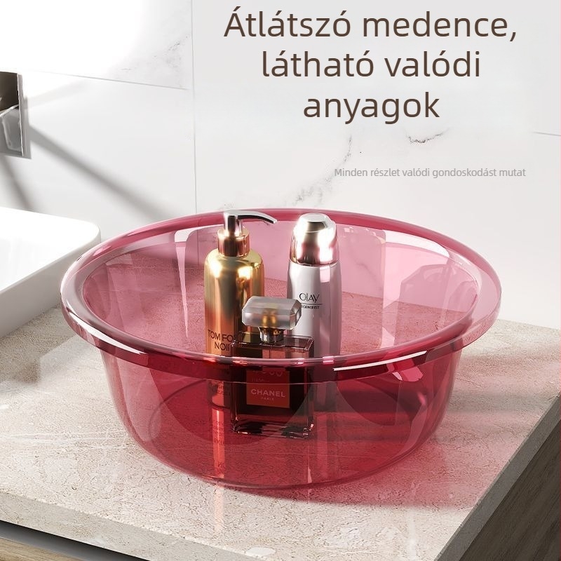 Átlátszó, vastagított műanyag edény, 32 cm, ideális babák fürdetésére, mosás kollégiumban, zöldségek és lábak mosására, háztartási használatra