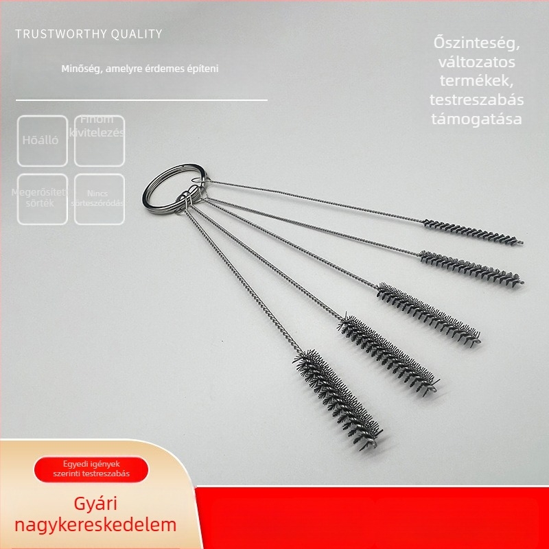 Szűrő- és szívószál-tisztító ecsetek készlet, nylon sörtés ecsetek, konyhai pohártisztító ecset, rozsdamentes acél ecsetek