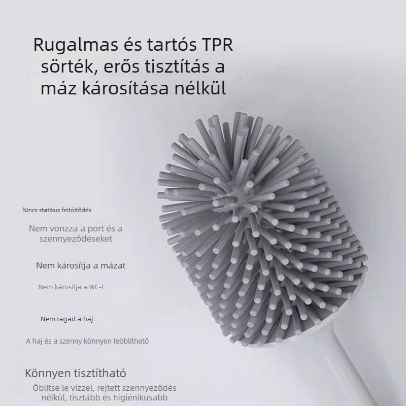 Hosszú nyelű WC-kefe puha sörtékkel a fürdőszoba tisztításához, Q1 puha gumis gömbös kefével
