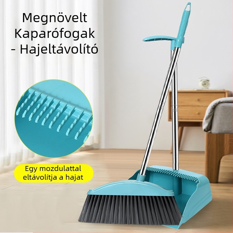 Lágy sörtéjű seprű és portörlő lapát készlet – otthoni használatra
