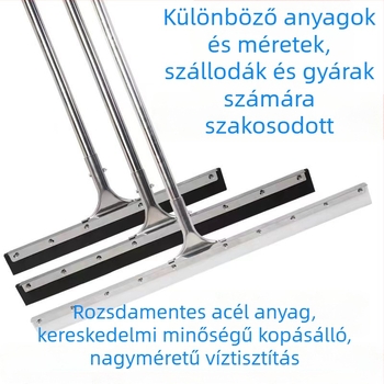 Rozsdamentes acél padlókaparó gumírozott éllel, 40–100 cm, csempékre, fürdőszobába és a konyhába