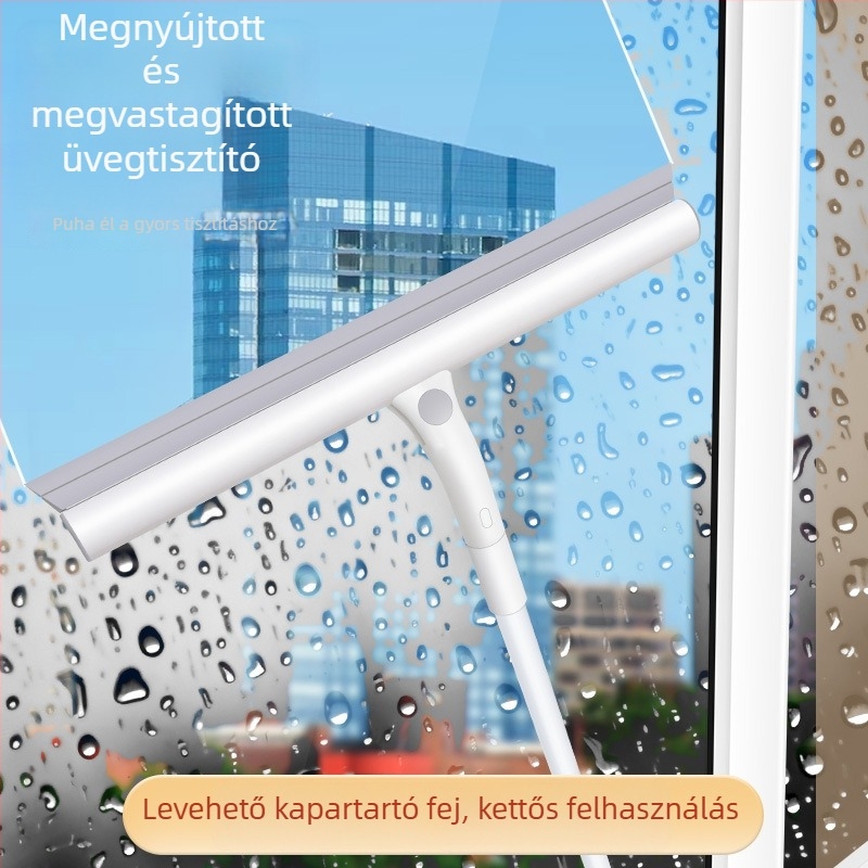 Fürdőszobai vízeltávolító mop műanyag kaparóval, gyorsan száradó, alkalmas padlóra és vécére, méretek 34/39/53 cm
