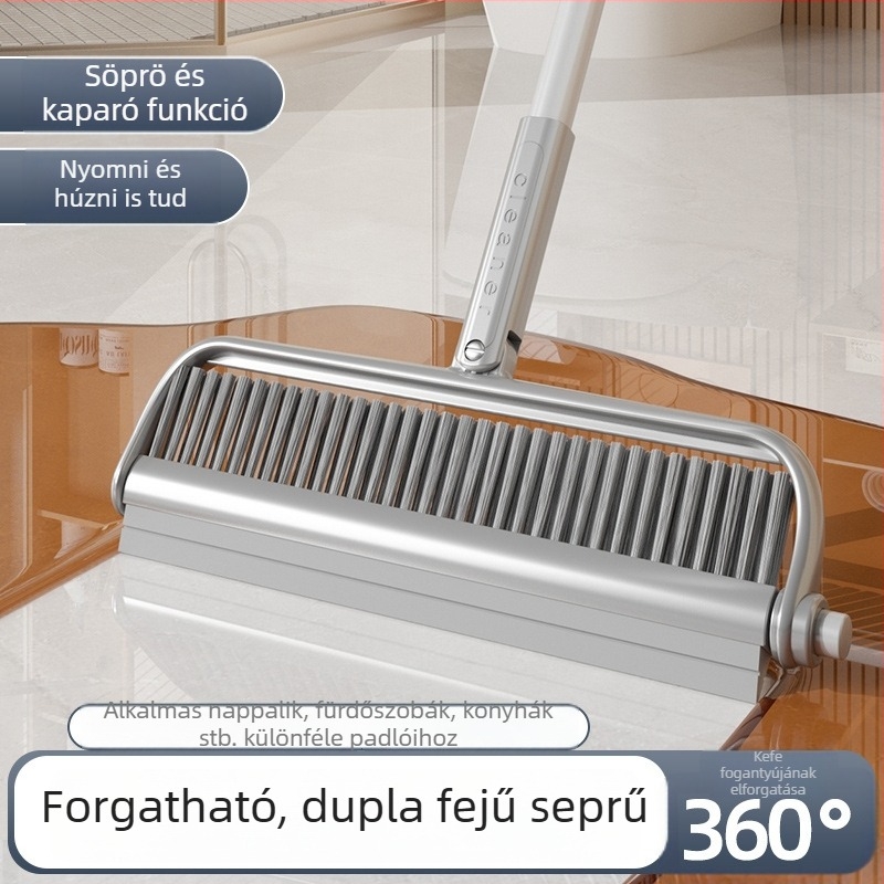 Otthoni és fürdőszobai kettős fejű tisztítóecset — többfunkciós, padló tisztítására, seprésre és víz eltávolításához