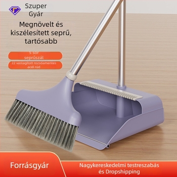 Lin Tongtong 5-soros sörtéjű seprő és porlapát készlet, puha sörtéjű seprő, háztartási használatra
