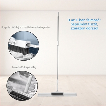 Szilikonból készült varázsseprő száraz és nedves tisztításra, kettős funkció – seprés és felmosás, fürdőszobához és padlóhoz, 35 cm