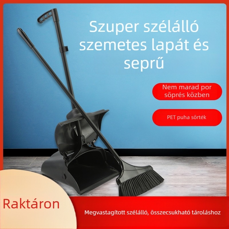 Chaobao szélálló seprű és lapát készlet éttermekhez – műanyag puha sörtéjű tisztító eszköz