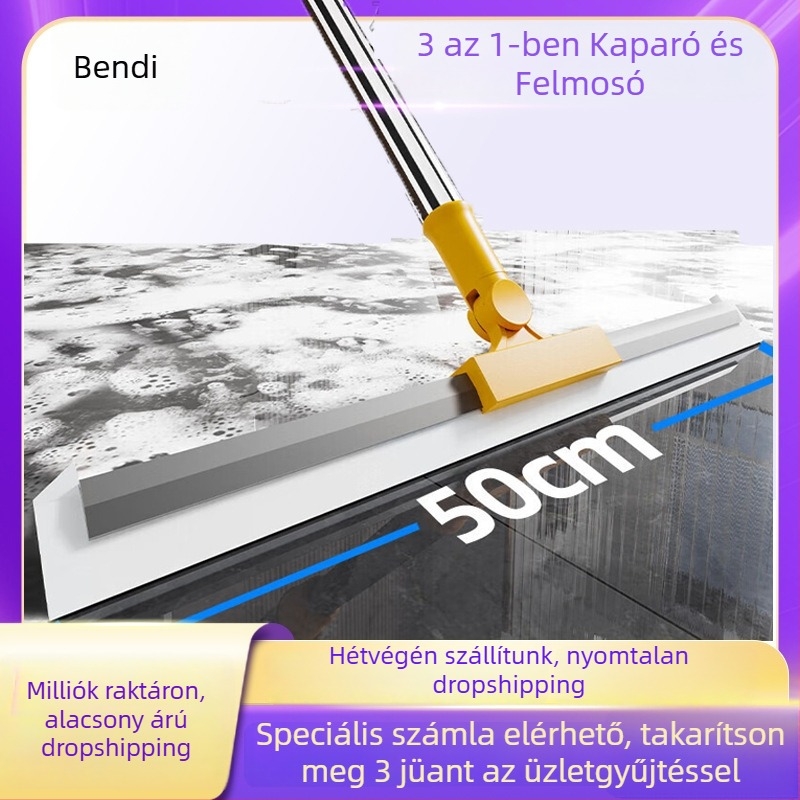Puha gumiból készült fürdőszobai squeegee és üveg tisztító – többfunkciós víz- és hajseprő eszköz