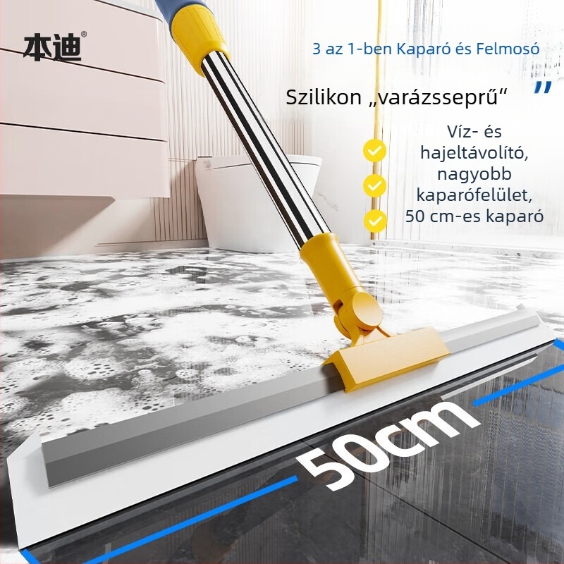 Puha gumiból készült fürdőszobai squeegee és üveg tisztító – többfunkciós víz- és hajseprő eszköz
