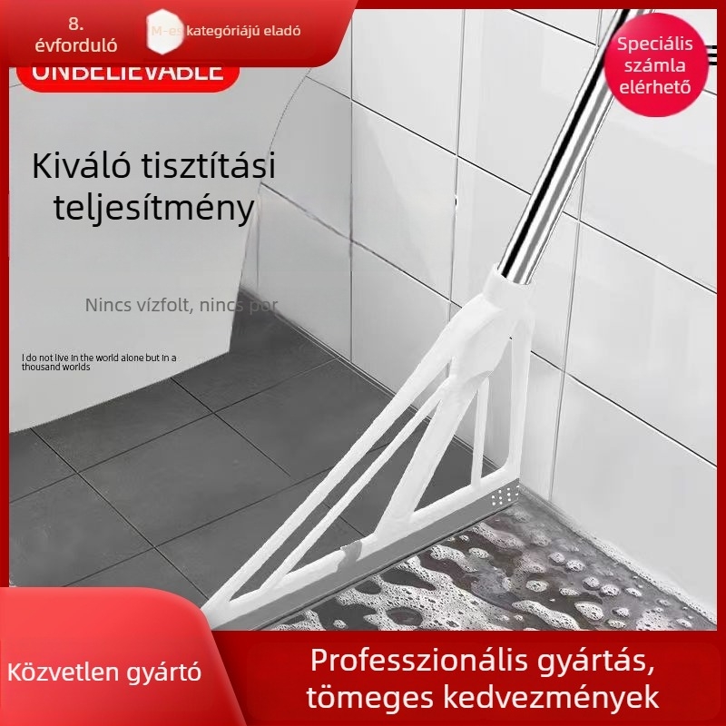Szilikon Mágikus Seprű Fürdőszobára, kettős funkciójú tisztítóeszköz a sepréshez és felmosáshoz