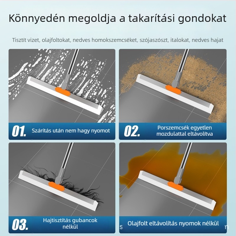 Szilikonból készült mágikus seprő‑felmosó padlókhoz és csempéhez, kettős használatú fürdőszobai tisztító