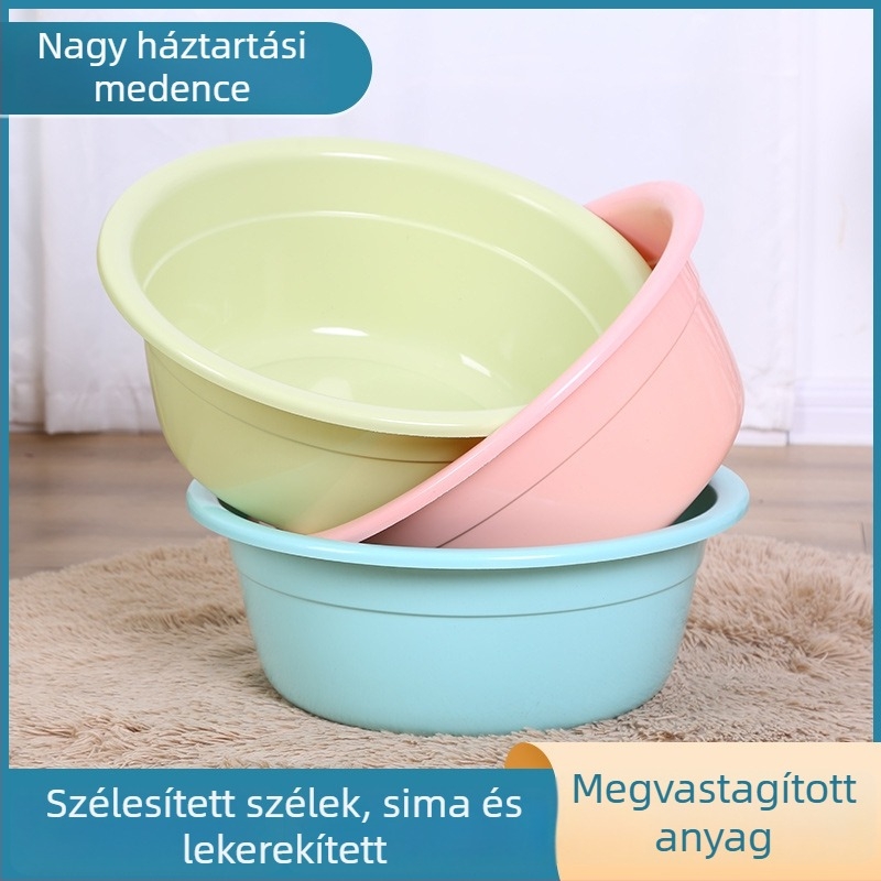 50 cm-es vastagított műanyag lavór, otthoni használatra, mély és tágas, logónyomtatási lehetőséggel