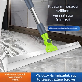 Nagy méretű szilikon felmosó hosszú nyéllel és vízkaparó eszközzel a WC-hez, fürdőszobához és zuhanyzáshoz