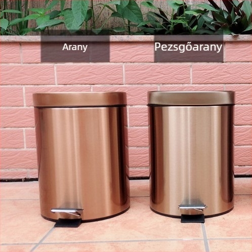 Cadiz rozsdamentes acél kör alakú pedálos szemetes fedővel, 8 liter, iroda és nappali számára