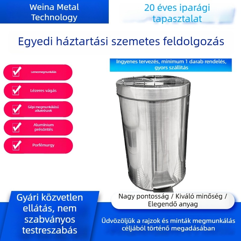 Otthoni pedálos rozsdamentes acél szemetes fedéllel, vastag és tartós, konyhai kuka, több méretben, 4 liter alatt