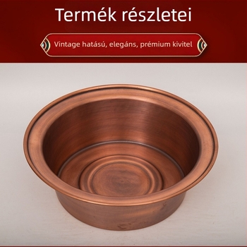 Tiszta rézből készült, vastagított láb- és arcmosó medence, kézzel készített, vintage stílusban