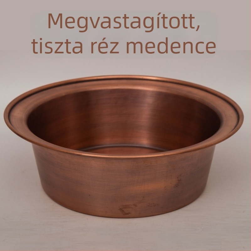 Tiszta rézből készült, vastagított láb- és arcmosó medence, kézzel készített, vintage stílusban